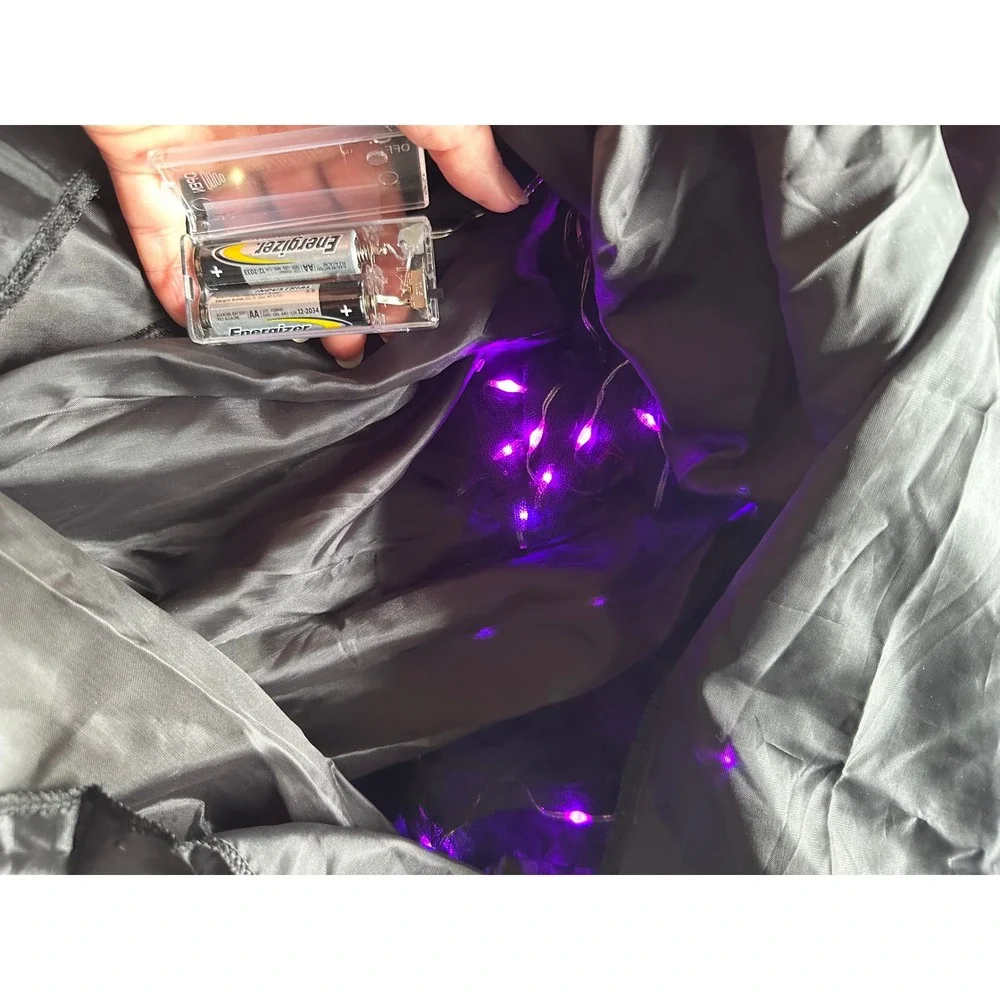 Witch Light Up Costume Dress w/Hat Halloween Bats Purple Black‎ Kids Girls 8-10
